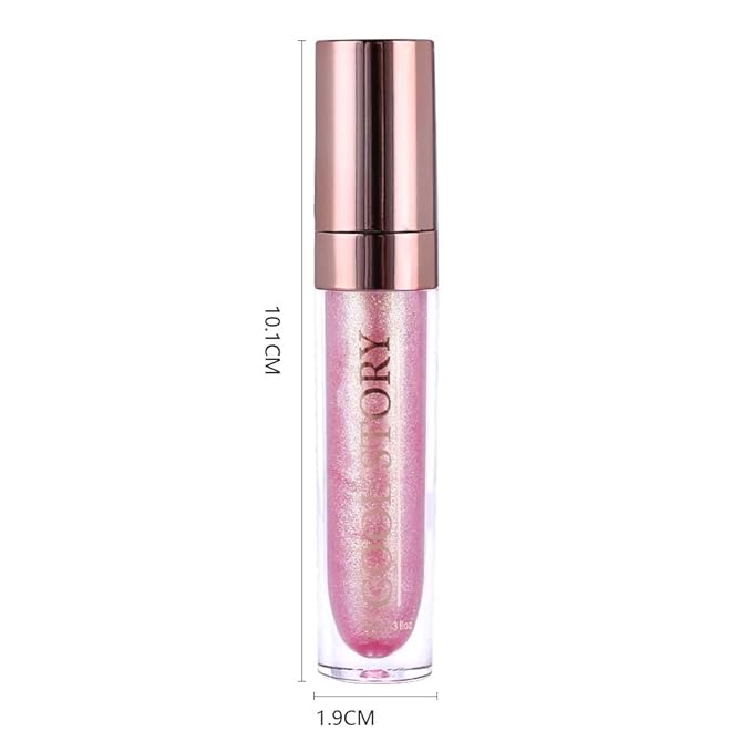 GECOMO Colorful Explosive Pearlescent Lip Gloss 3D Multifunctional Fine Glitter Chameleon Lip Gloss Polarized Diamond Makeup, Magic Big Brush Color Changing Lip Oil(102# GOLD GLITTER)