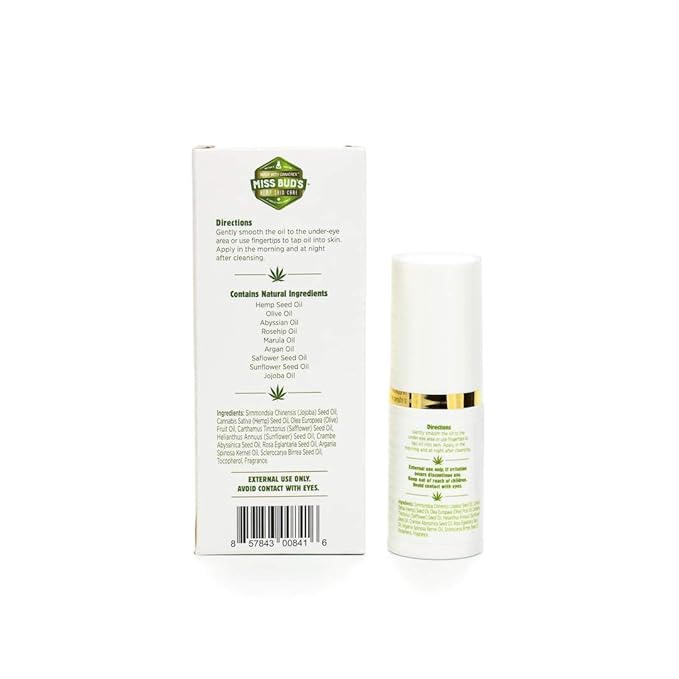 Miss Bud’s Hemp Eye Oil Reduce Fine Wrinkle Lines, Tone, Smooth and Deeply Moisturize Skin Made from Pure Hemp Seed Oil