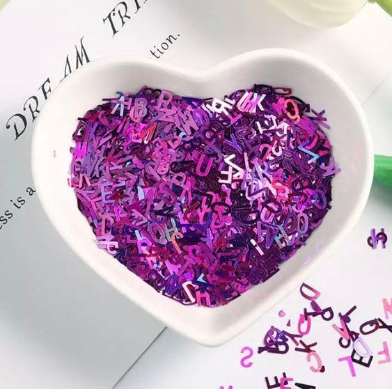 3 Colors Nail Art Glitters & Sequins - Black & Purple Letter Shaped Nail Sticker for Women's Manicure DIY