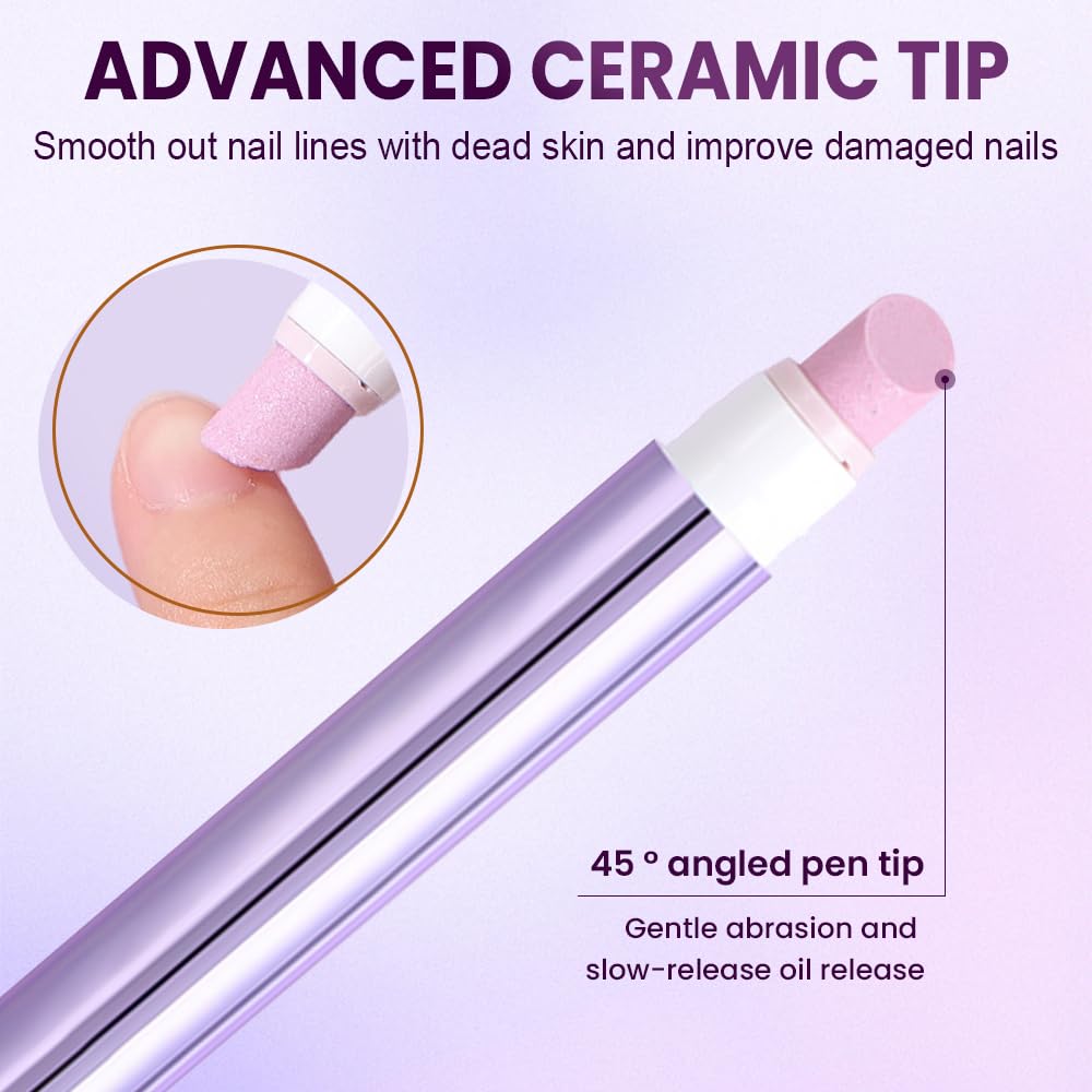 2-in-1 Cuticle Oil Pen & Pusher with Ceramic Tip – Sassy Tip Cuticle Pusher Pen for Hangnails & Dry Nails, Nourishing Nail Oil Pen for Cuticle Care & Treatment (2)