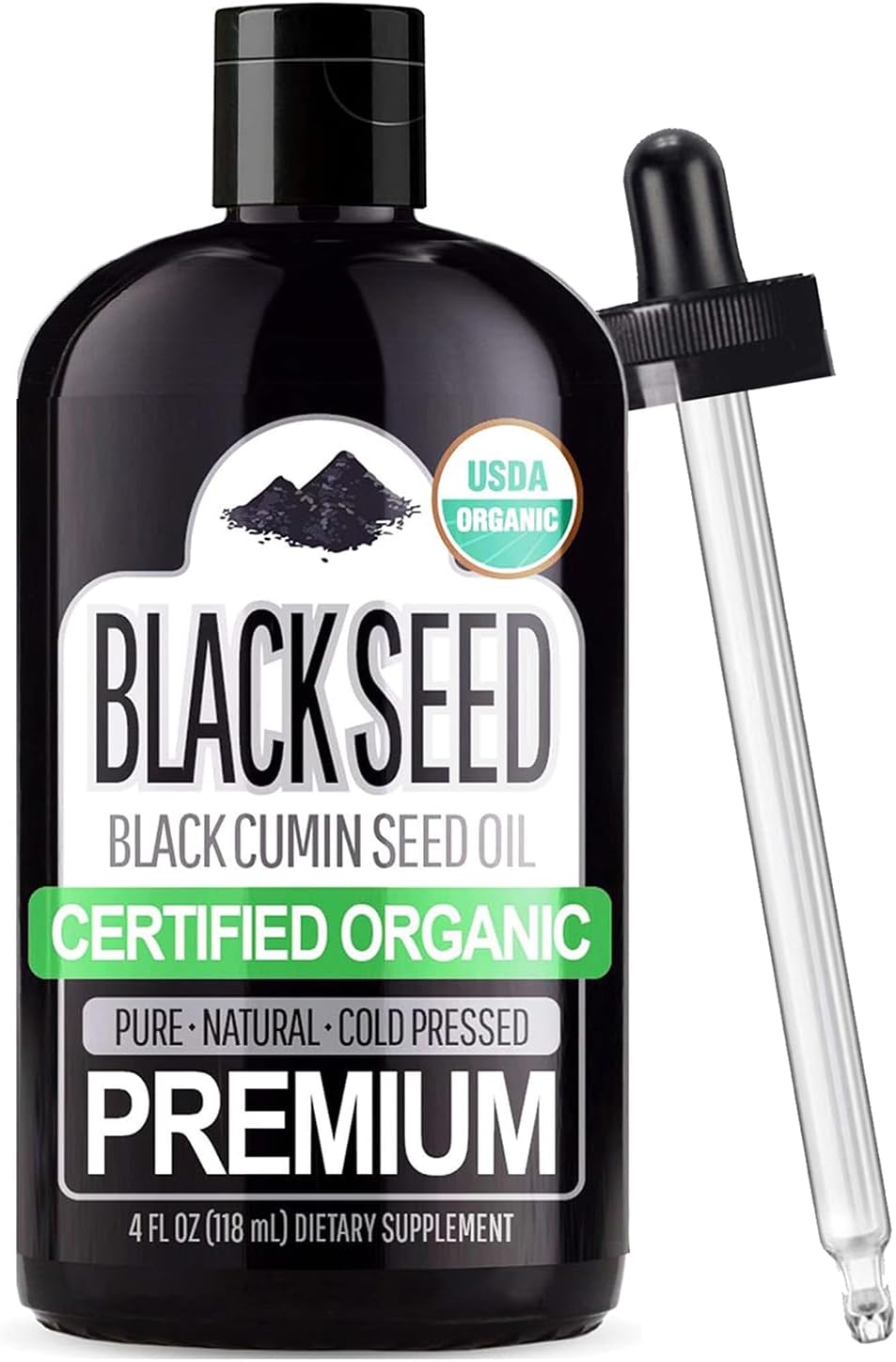 Sun Essential Oils – 4 oz Organic Black Seed Oil, Cold Pressed & Unrefined with Dropper – 100% Pure Organic Blackseed Oil for Skin, Hair, Scalp & DIY Beauty Care
