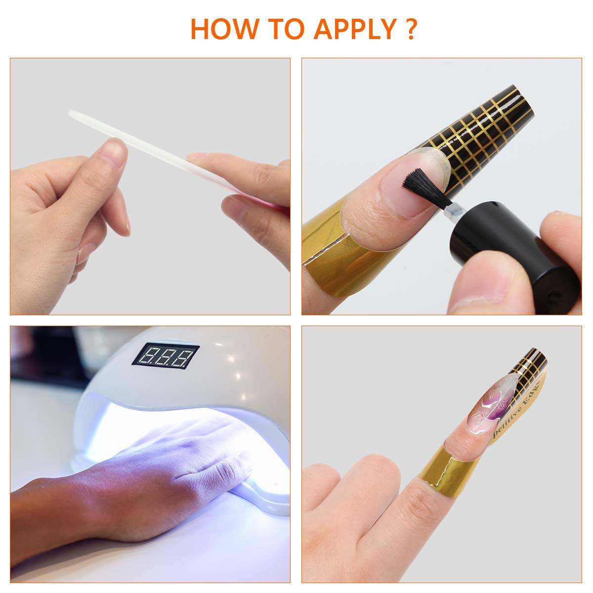 200 PCS Nail Forms for Builder Gel, AHIER Self-adhesive Nail Extension Forms for DIY at Home Professional Nails Art Supplies