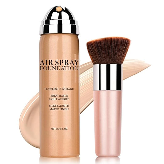 Airbrush Foundation Makeup Spray for Mature Skin Silk Lightweight Airbrush Flawless Setting Spray Foundation Makeup(02# Beige)