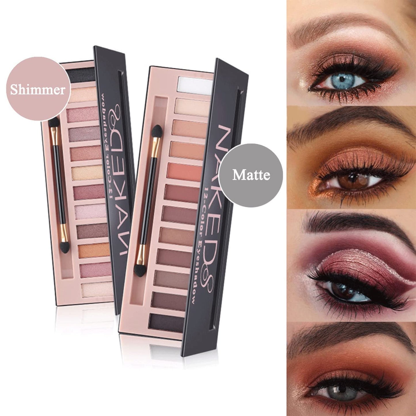 All In One Makeup Kit Full Kit,12 Colors Eyeshadow Palette,6 Colors Lipstick Set,2Full Coverage Foundation,Primer, Eyebrow Soap,Waterproof Eyeliner and Mascara(102 Nude +103 Warm peach+Shimmer Shadow)