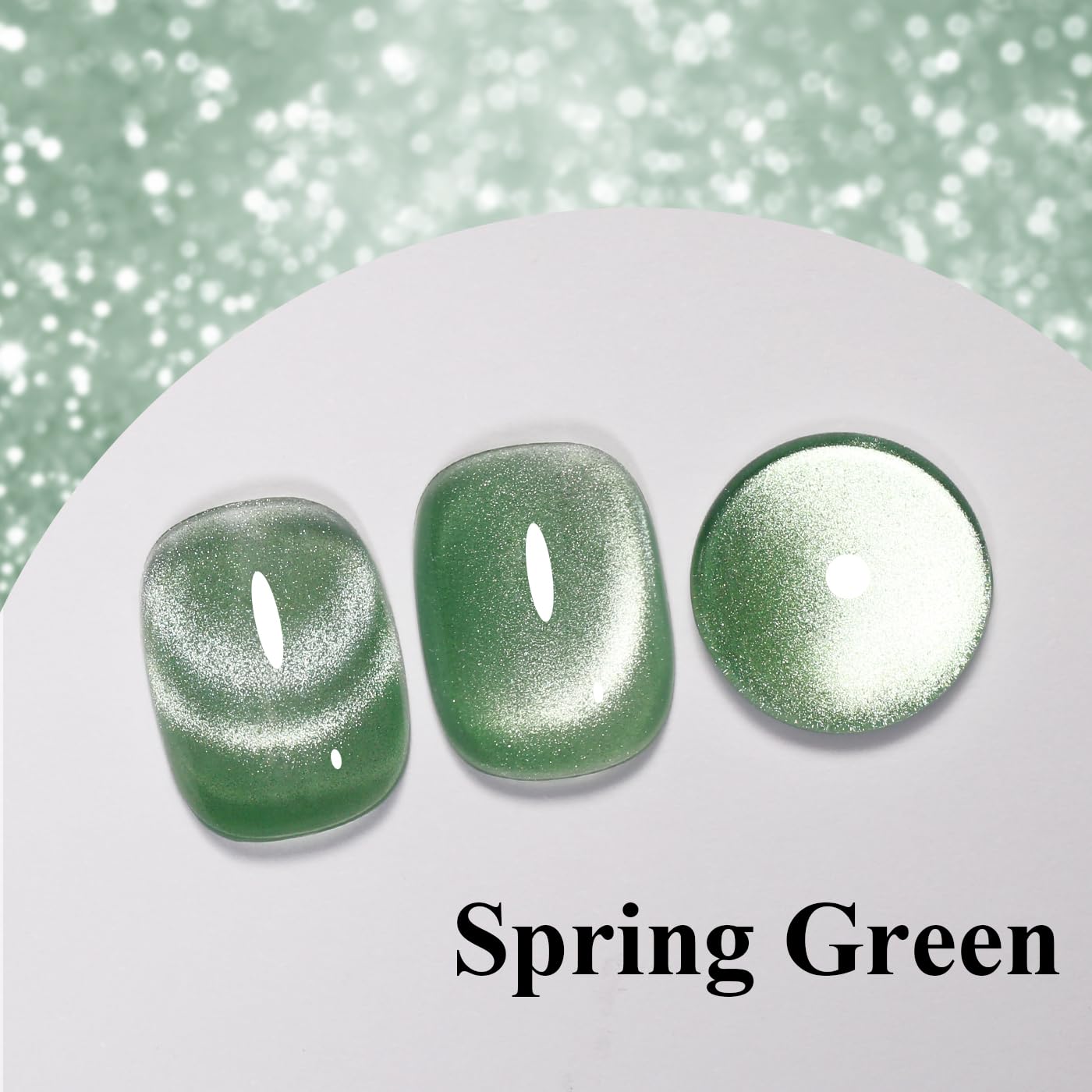 Imtiti Cat Eye Gel Nail Polish, Spring Green Holographic Magnetic Crystal Nail Gel Polish With Magnet Glittery Galaxy Spring Summer Kit Soak Off UV Led 10ML