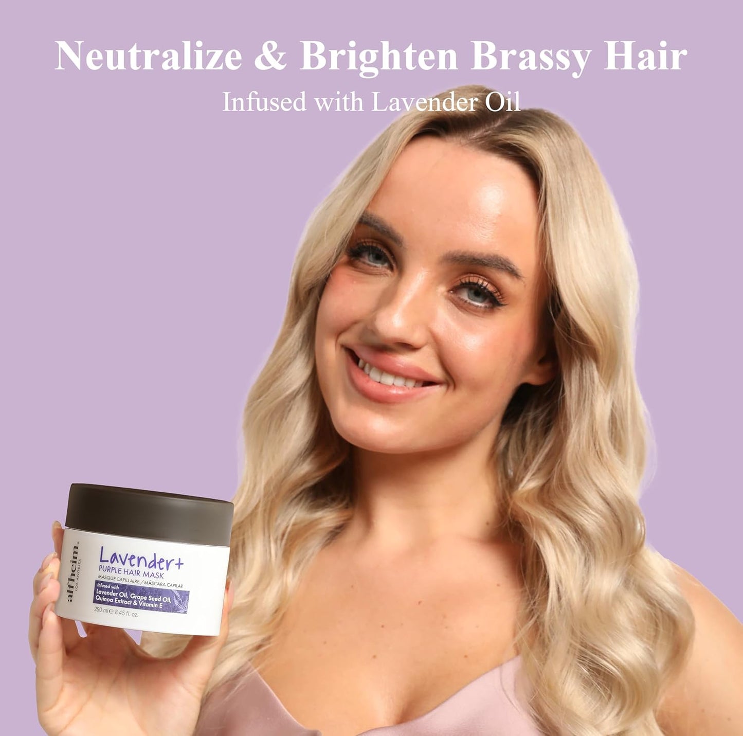 ALFHEIM Lavender Purple Hair Mask | Neutralizes Brass & Yellow Tones | Deep Moisturizing & Repairing for Blonde, Bleached & Silver Hair | Infused with Lavender Oil, Grape Seed Oil & Vitamin E 8.45 oz