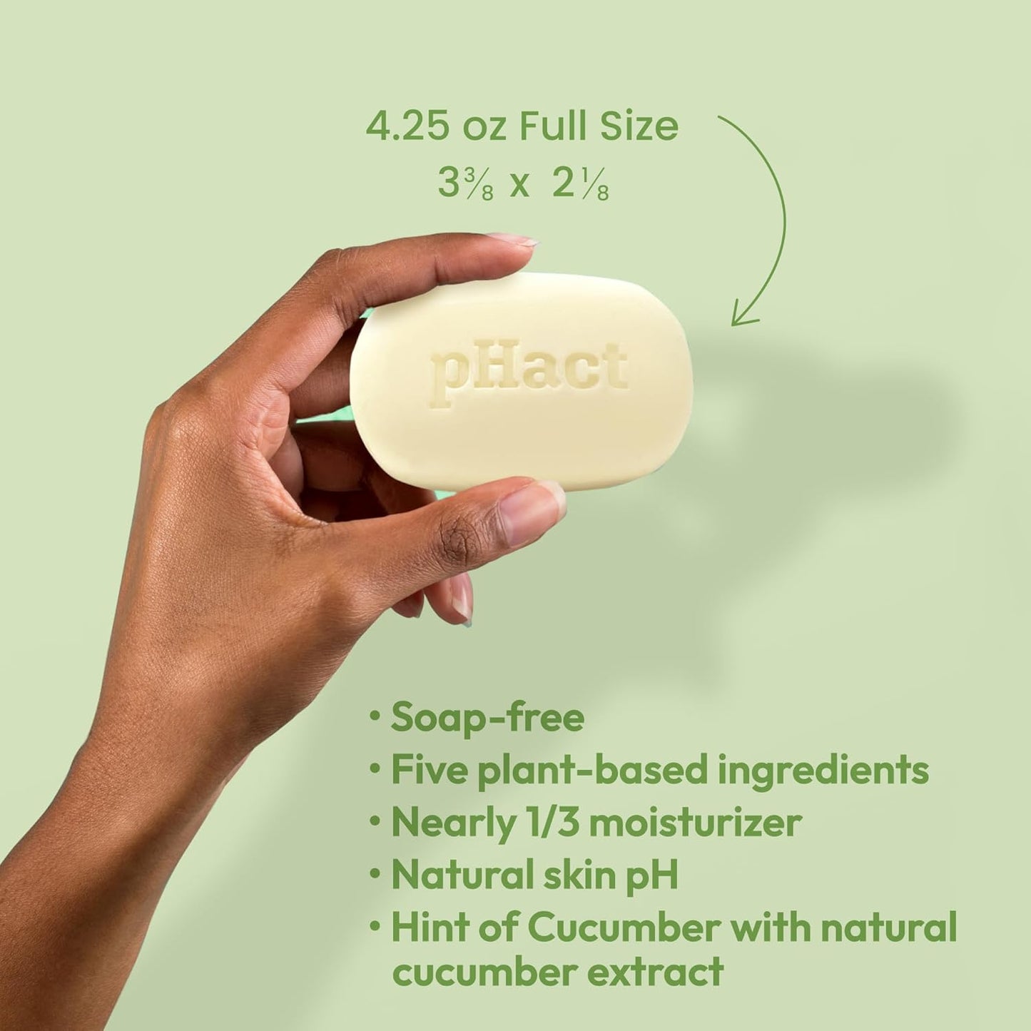 ANDREW LESSMAN pHact Moisture-Rich, Soap-Free Cleansing Bar Cucumber. Natural Skin pH. All Skin Types - Even Sensitive Skin. Hypoallergenic. Dermatologist Tested. 12 - Pack 4.25 oz each