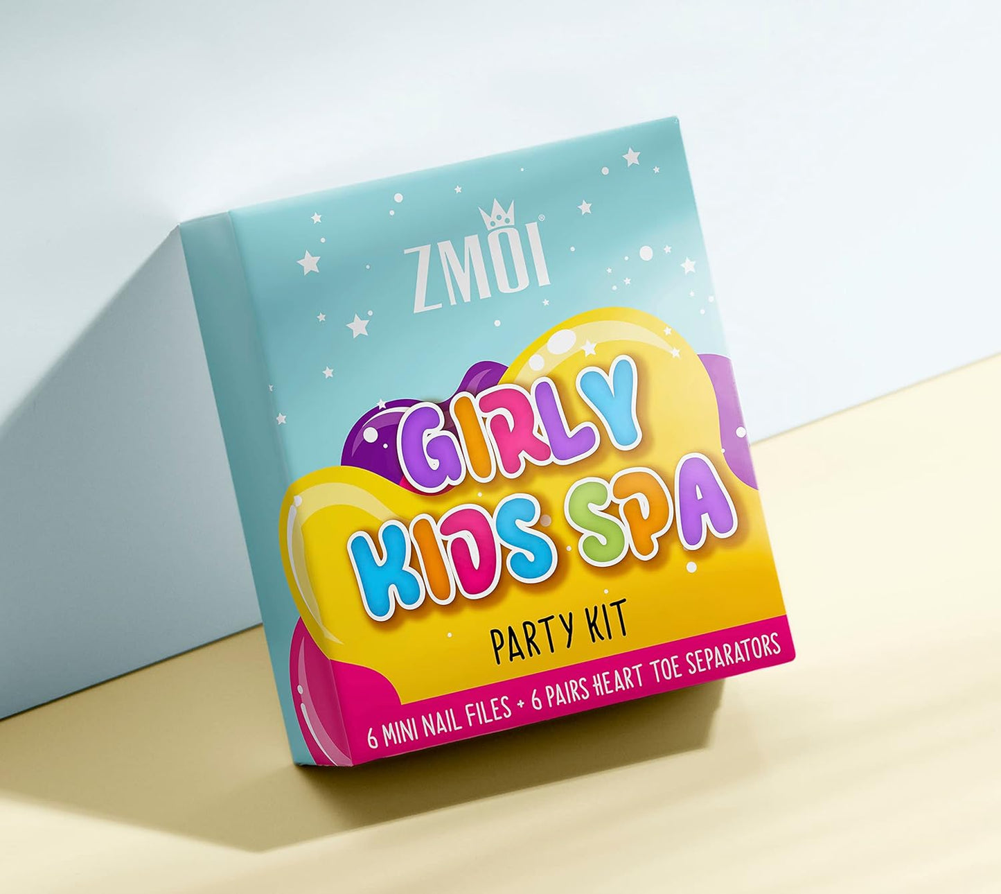 6 Pieces Colorful Girly Mini Emery Nail Files + 6 Pairs Heart Design Toe Separators Manicure/Pedicure Kit Kid Spa Party (Pack of 1)