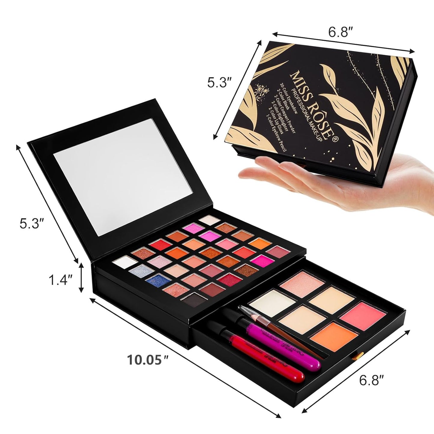 All in One Makeup Kit,Makeup Palette Includes 30 Color Eyeshadow, 2 Color Highlighter,2 Color Pressed Powder,2 Color Blusher,2 Pcs lip gloss,1 Pcs Eyepencil, Mirror,Makeup Gift Set for Women (017Y)
