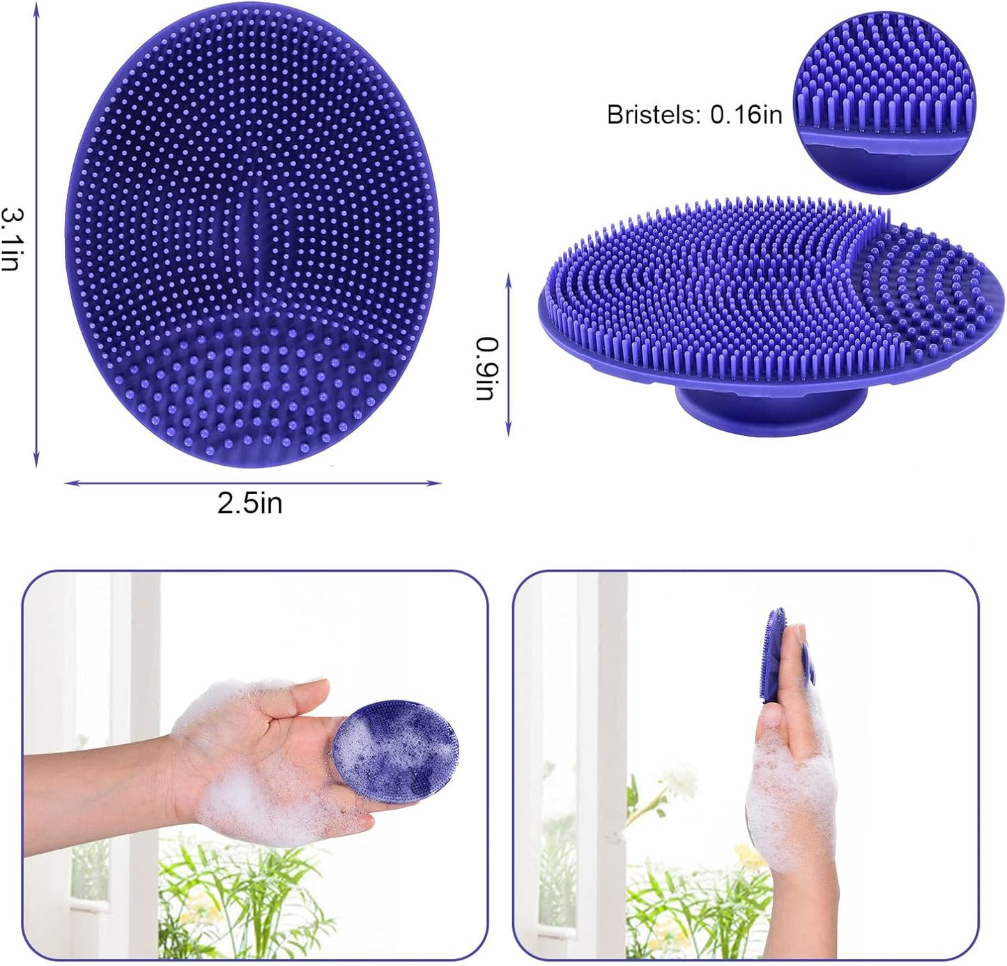 INNERNEED Silicone Face Cleansing Scrubber, Exfoliating Scrub Manual Handheld Facial Brush Blackhead Remover, Food-Grade Soft Bristle (Pack of 4)