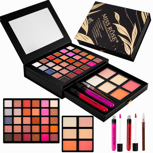 All in One Makeup Kit,Makeup Palette Includes 30 Color Eyeshadow, 2 Color Highlighter,2 Color Pressed Powder,2 Color Blusher,2 Pcs lip gloss,1 Pcs Eyepencil, Mirror,Makeup Gift Set for Women (017Y)