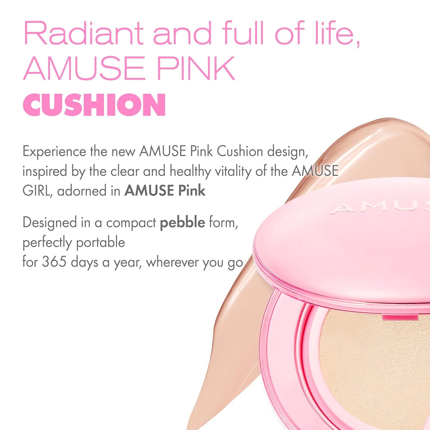 Amuse SEOUL DEW POWER VEGAN CUSHION FOUNDATION | Dewy, glow, long-lasting, double coverage, clean beauty, lightweight, natural look, foundation for sensitive skin, hydrating cushion (01 PURE)