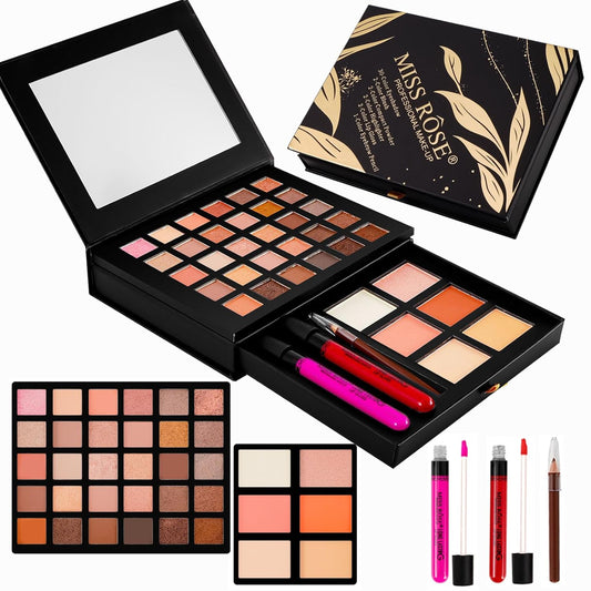All in One Makeup Kit,Makeup Palette Includes 30 Color Eyeshadow, 2 Color Highlighter,2 Color Pressed Powder,2 Color Blusher,2 Pcs lip gloss,1 Pcs Eyepencil, Mirror,Makeup Gift Set for Women (017N)