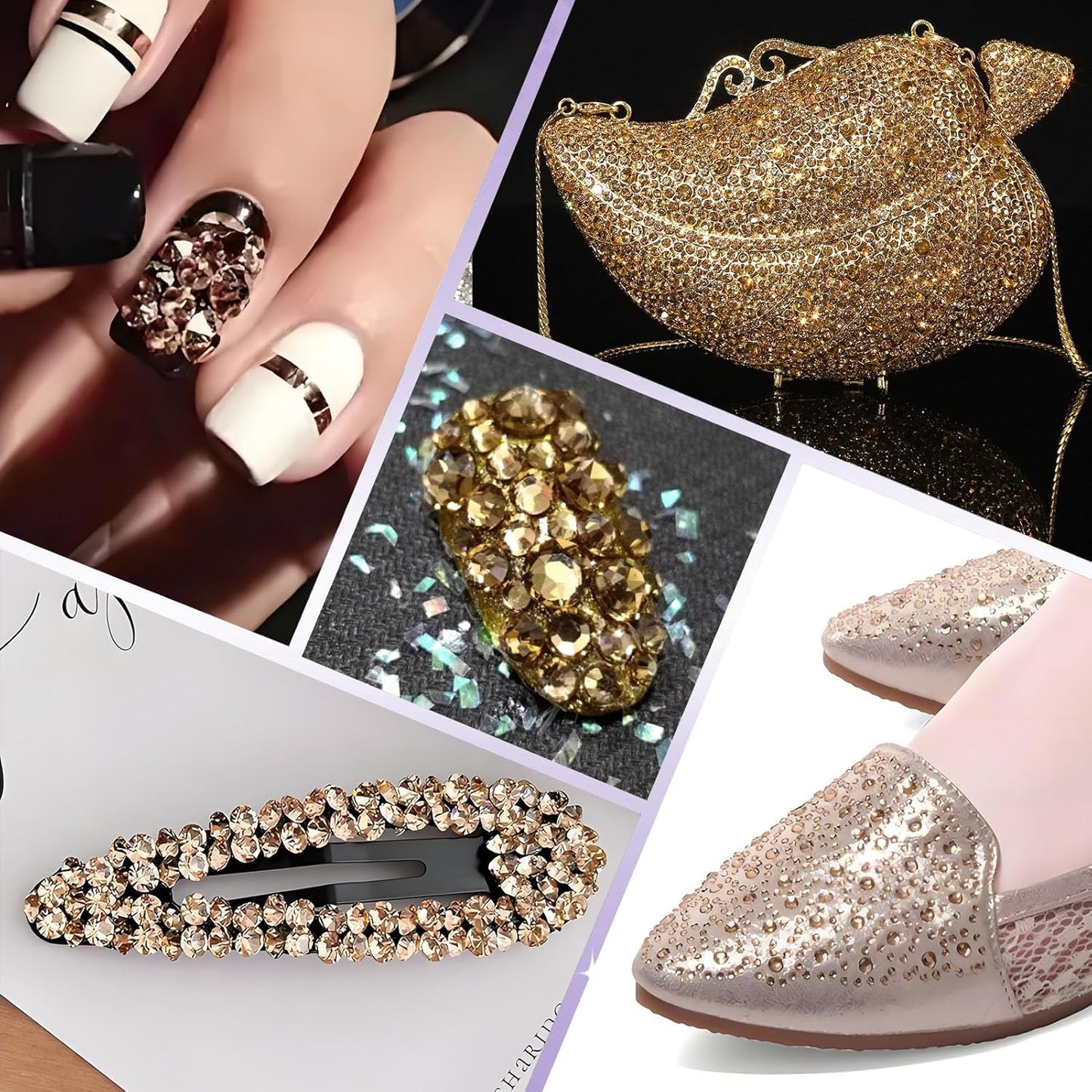 2000 PCS SS12 Flatback Rhinestones,12-Facet Diamond-Cut Glass Gems for Nail Art,Clothing,DIY Crafts,Glue-On Decoration Stones with Silver Backing,Golden Shadow