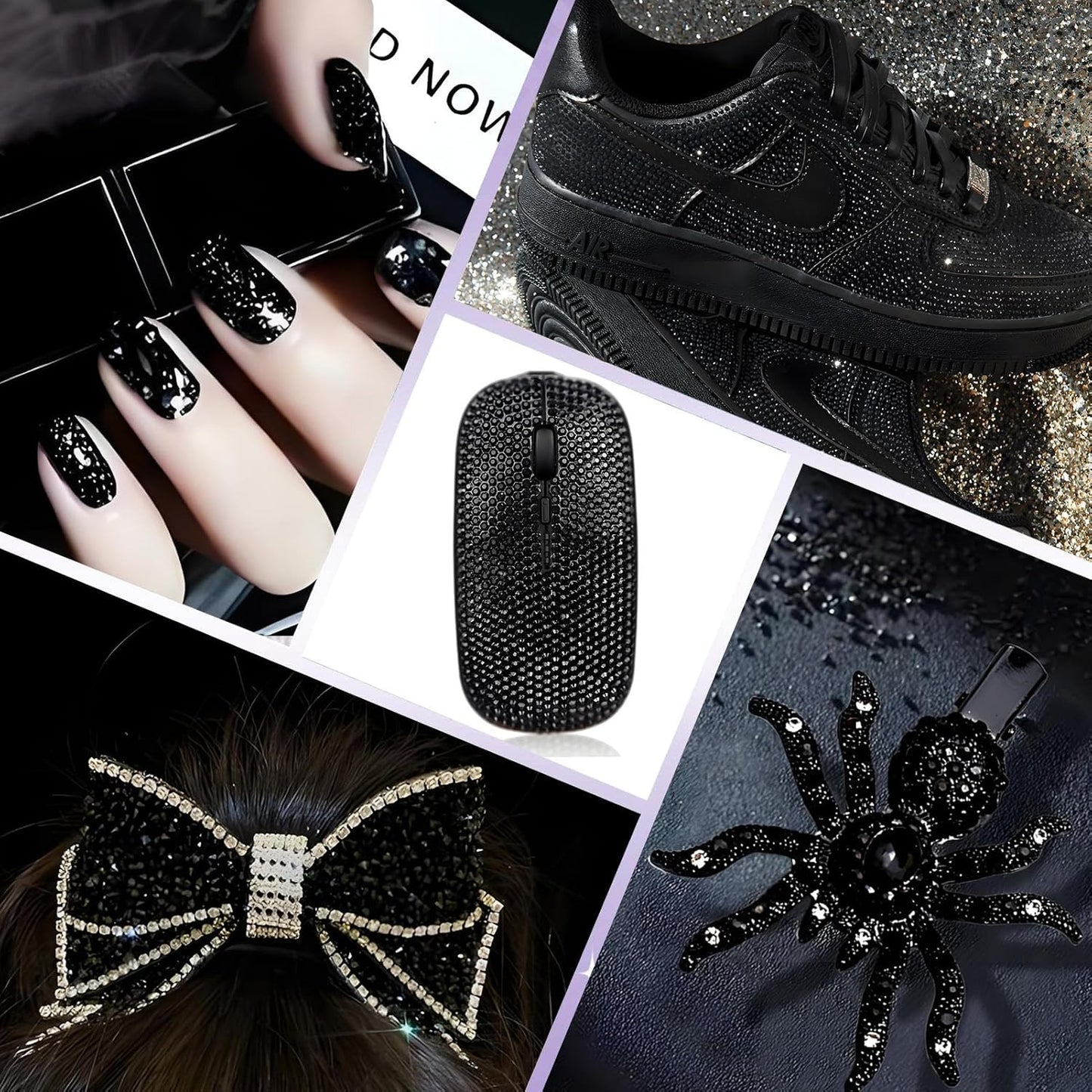 2000PCS SS20 Flatback Rhinestones | 12-Facet Diamond-Cut Glass Gems for Nail Art, Clothing, DIY Crafts |Glue-On Decoration Stones with Silver Backing(Jet Black)