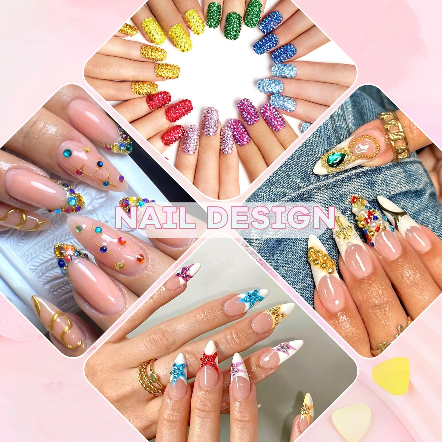 5000Pcs Small Resin Rhinestones for Nail Art, Colorful Rhinestone 2/3MM Flatback Bedazzling Gems, Nail Rhinestones and Gems Crystals Charms for Acrylic Tips Manicure Decor