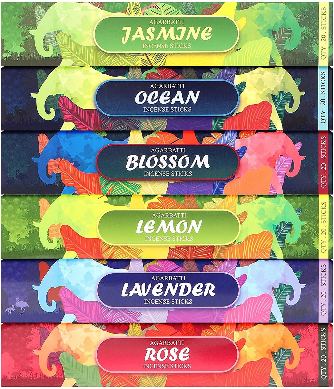 Incense Sticks Variety Pack 120 Sticks - Ocean Lavender Jasmine Rose Lemon Blossom for Aromatherapy,Relaxation Meditation,Yoga