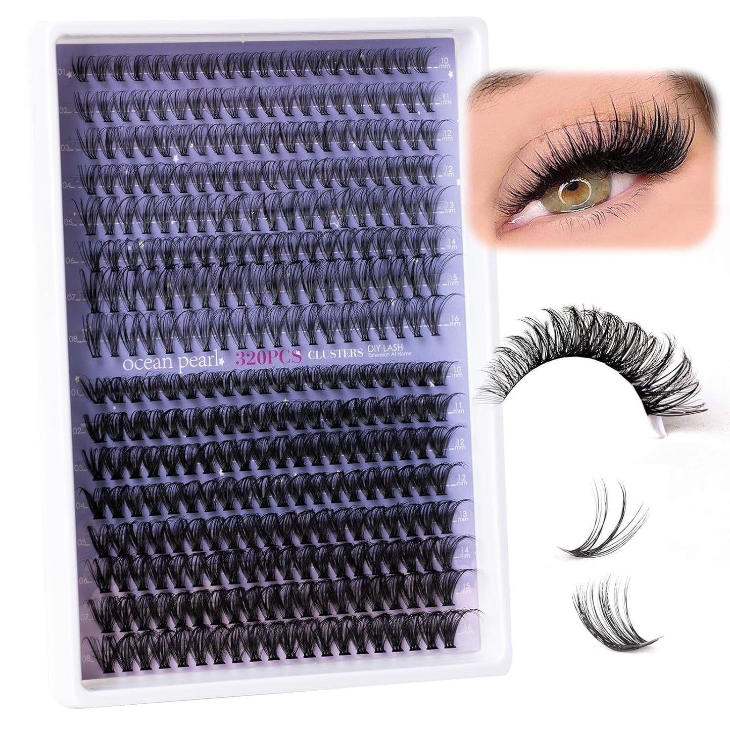 Individual Lashes with bond and seal Lash Remover DIY Lash Extension Kit 320 Pcs Cluster Lashes 10-16mm Natural Light C/D Curl False Eyelashes for Beginner Makeup at Home (20D+50D)