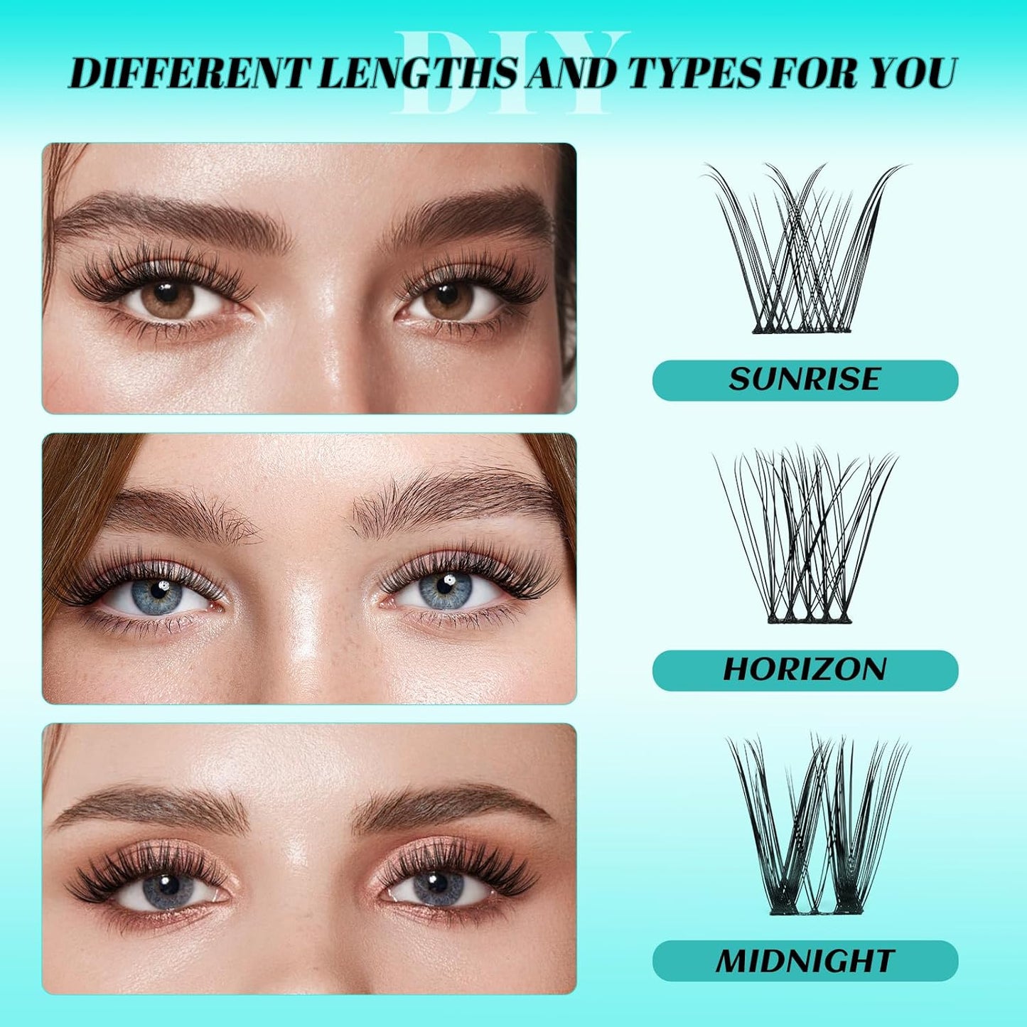 144Pcs Diy Lash Extension Kit Eyelash Clusters Individual Lashes Extensions Kits With Cluster Lashes Wispy, Lash Bond & Seal, Lash Remover,Applicator at Home Lash Extensions Kit(SMH,C-Mix10-16mm kit)