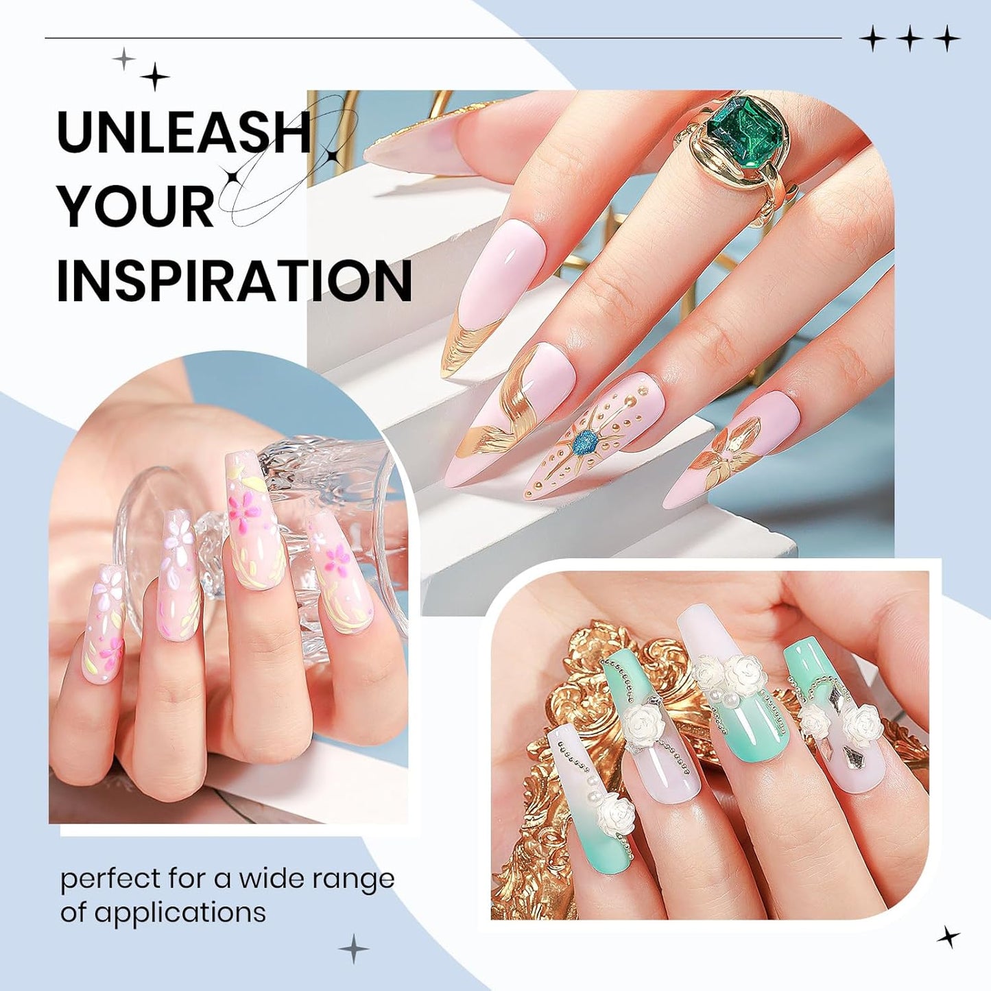 3d Gel Nail Art Set: Non Stick Hand Solid Builder Gel, No Wipe 3d Gels, 15g 3d Sculpting Gels All-in-1 Kit for Carving Moliding Extension Home DIY Manucure for Women Girls