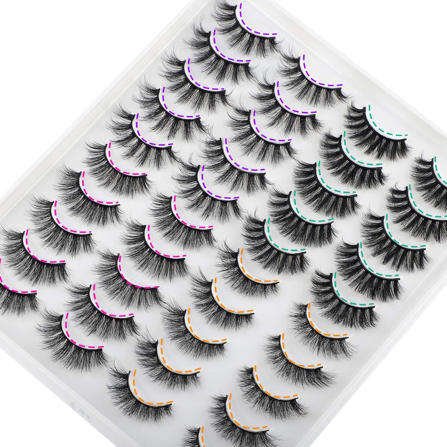 JIMIRE 20 Pairs False Eyelashes 4 Styles Mink Eyelashes Fluffy Pack 3D Volume Faux Mink Cat Eye Lashes Pack