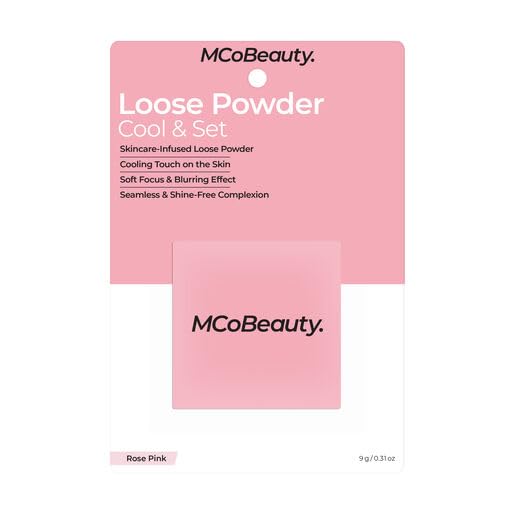 MCoBeauty Loose Powder Cool & Set - Rose Pink, Finely Milled Water-Based Setting Powder, Vegan, Cruelty Free Cosmetics