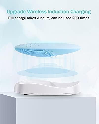 EZBASICS Facial Cleansing Brush, Waterproof Sonic Vibrating Face Brush for Deep Cleansing, Gentle Exfoliating and Massaging, Inductive charging (Blue)