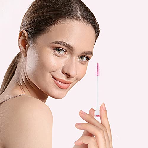 20 Pieces Disposable Mascara Brushes Eyelash Brush Lash Wand Diamond Mascara Wands with Tube Makeup Tool Lash Spoolies Sanitary Brushes Lash Extension Supplies (tube scale l pink 20)