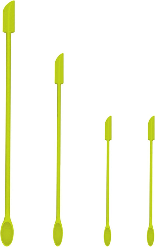 Mini Spatula Silicone Spatula Set - 4pcs Small Makeup Scrapers for Cosmetics, Reusable Beauty Tiny Tools, Thin Jar Scraper, Get the Last of the Makeup Out of the Bottle(Green)