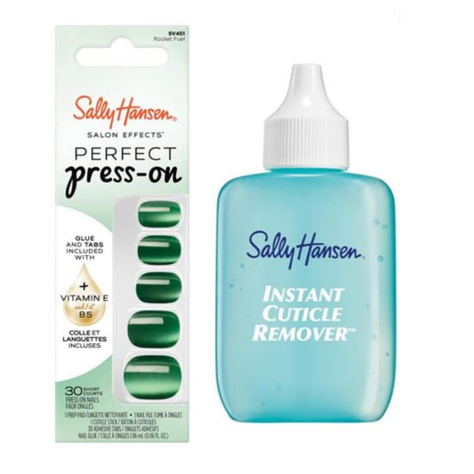 Sally Hansen Instant Cuticle Remover & Salon Effects Rocket Fuel Press On Nails Kit, Nail Treatment & Manicure Set