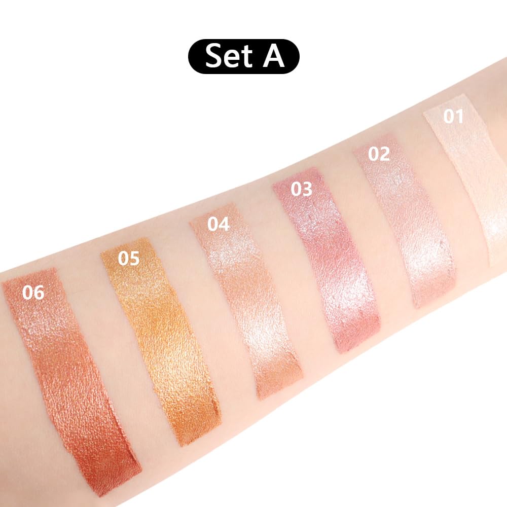 6Pcs Cream Eye Shadow Sticks Makeup for Women, Nude Beige Smoky Pale Rose Gold Rose Gold Champagne Gold Copper Shimmer Matte Eye Shadow Brightener Stick for Eyes, Waterproof Eyeshadow Pencil Set01