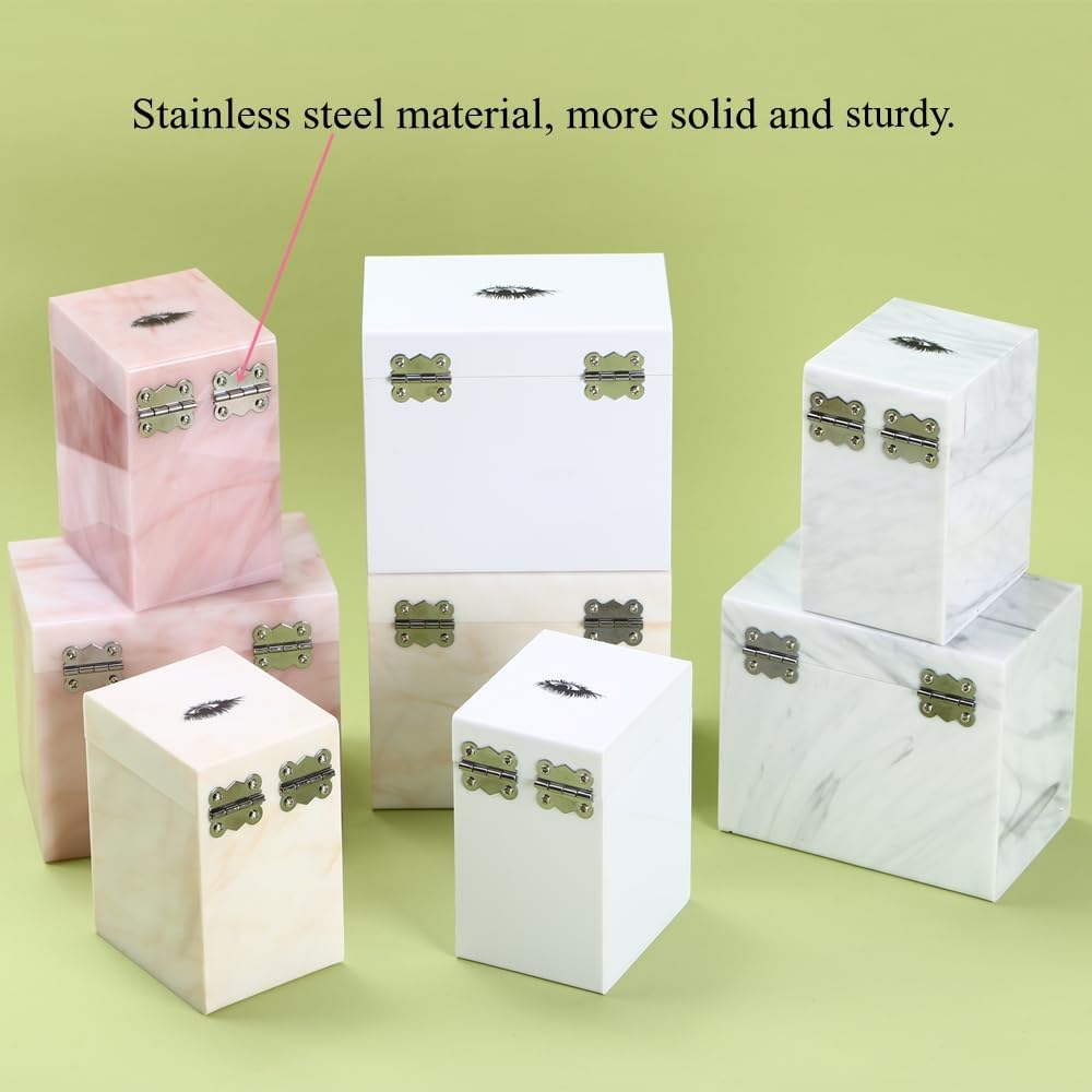 5 Layers Acrylic Eyelash Storage Box, Makeup Eyelashes Extension Close-Packed Display with 5 Pallets, Grafting False Eyelashes Glue Pallet Holder Display Organizer (5 Layers Marble Yellow)