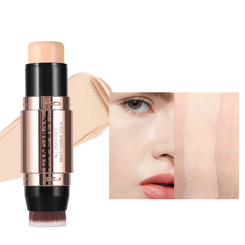 8 Colors Cream Contour Sticks Makeup Kit, Dual-Ended Concealer Stick With Soft Brush, Non-Greasy Long-Wear Face Primer Multi-Use Contouring Pen, Full Coverage Shades Corrector Concealer (01#)