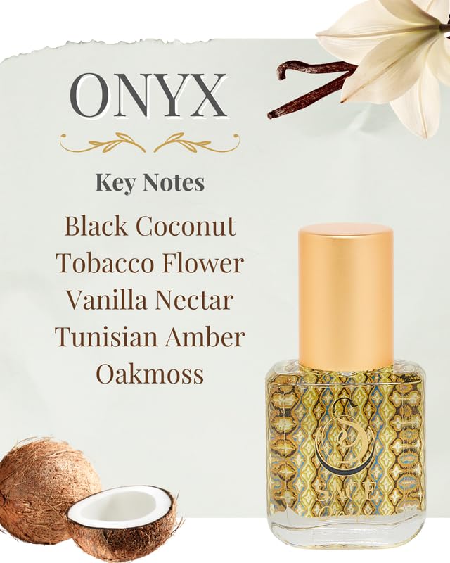 Onyx Organic Perfume Oil Extract Roll-On by Sage- 1/4 oz, Vegan & Cruelty-Free, Earthy Scent, Black Coconut, Vanilla, Oakmoss - Made in USA