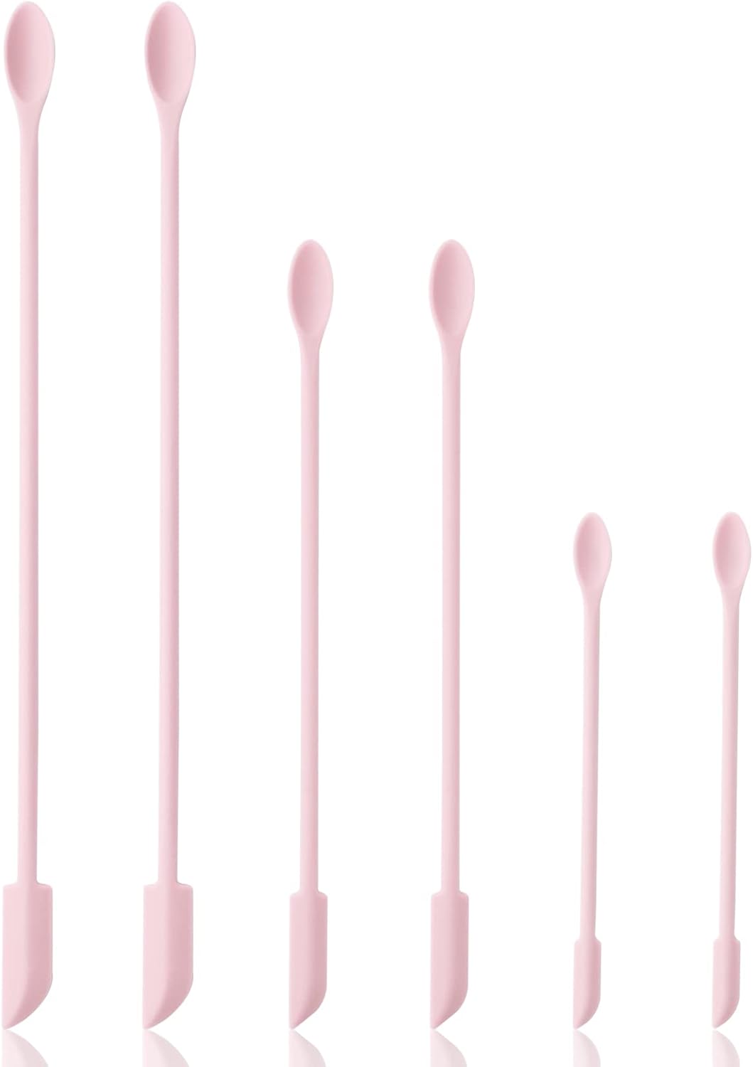 6 Pieces Multi Size Makeup Spatula, Beauty Spatula, Mini Small Silicone Spatula Set for Beauty and Kitchen, Tiny Scraper for Jar, Kitchen Bottles, Cosmetic (Pink)