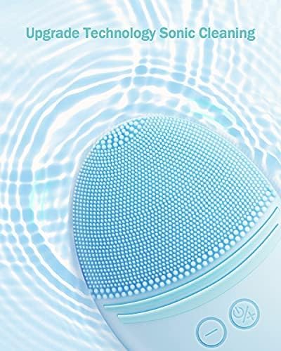 EZBASICS Facial Cleansing Brush, Waterproof Sonic Vibrating Face Brush for Deep Cleansing, Gentle Exfoliating and Massaging, Inductive charging (Blue)
