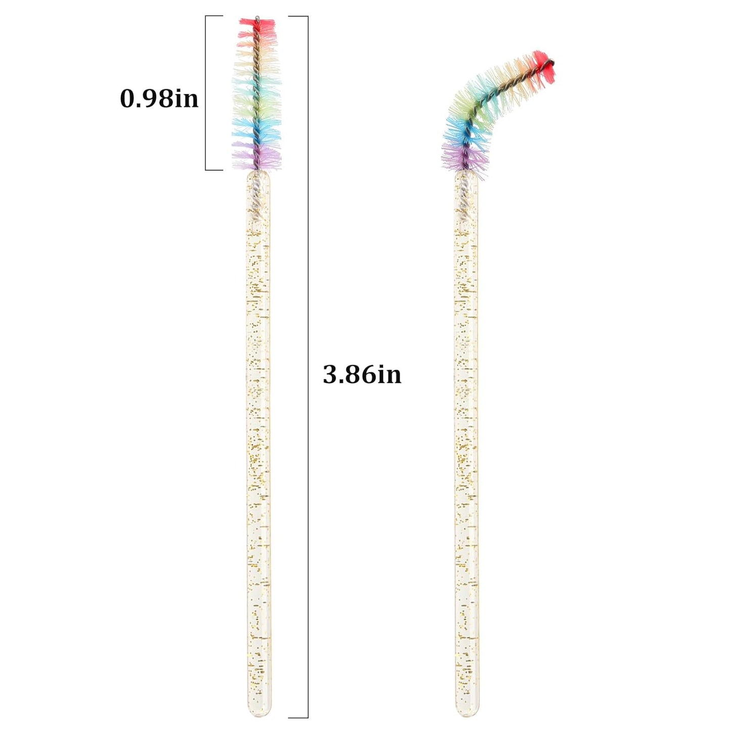 300PCS Disposable Mascara Wands Spoolie Brush Crystal Eyebrow Brushes Eyelash Extension Applicator Makeup Kits.myaokue-up (Rainbow Heads 6 Color Mix)