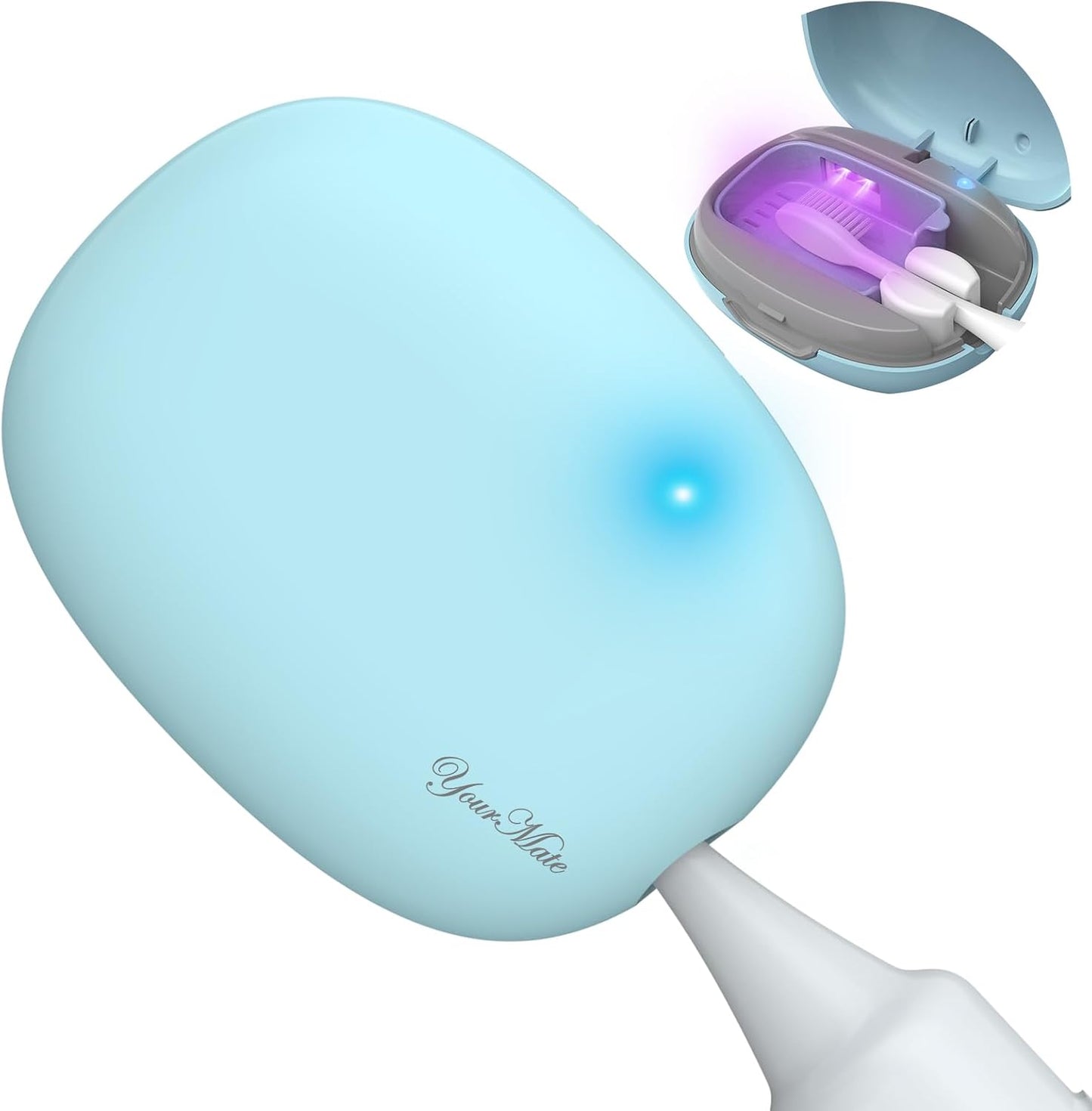 YourMate Rechargerable Toothbrush Sanitizer Case Travel Toothbrush Covers Case with Holder for Houshold and Traveling or Business Trip Blue