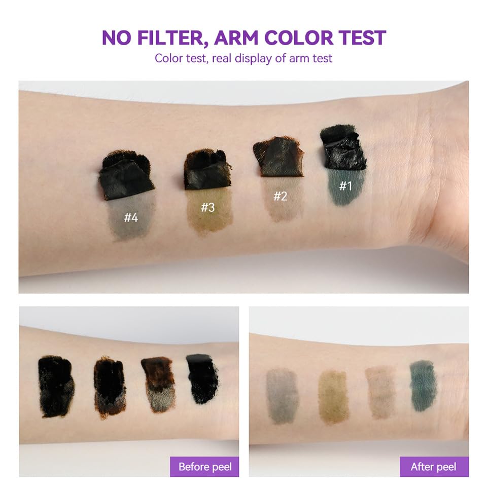 2Pcs Peel Off Eyebrow Tint Gel - Waterproof & Sweatproof All-Day Wear, Transfer-Resistant Tattoo Effect, All Skin Types + Mother’s Day Gift Set, 01#Black