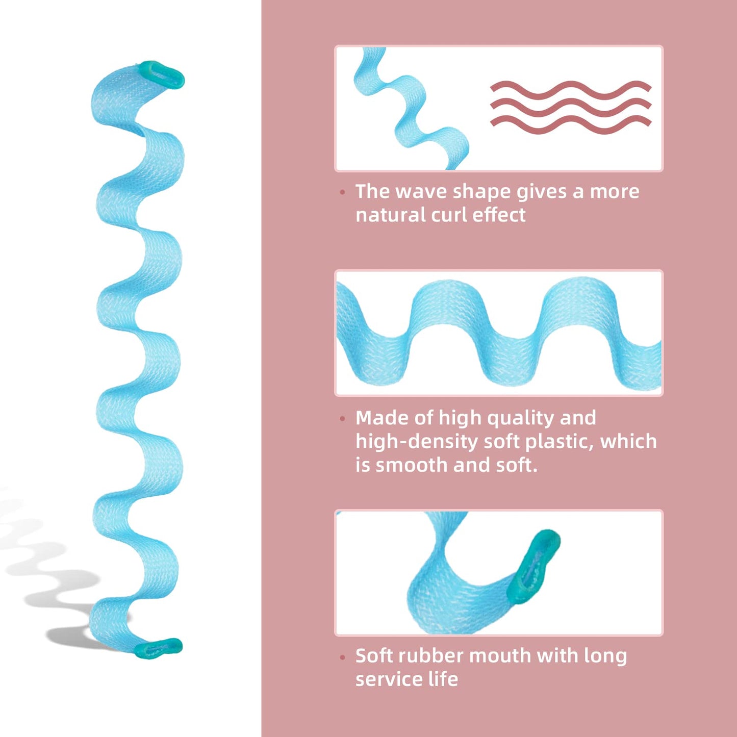 30pcs Heatless Hair Curlers Rollers Wave Curls Styling Kit with 2 Sets Styling Hooks,No Heat Hair Curlers Spiral Curlers for Long Hair 21.8”(55 cm)…