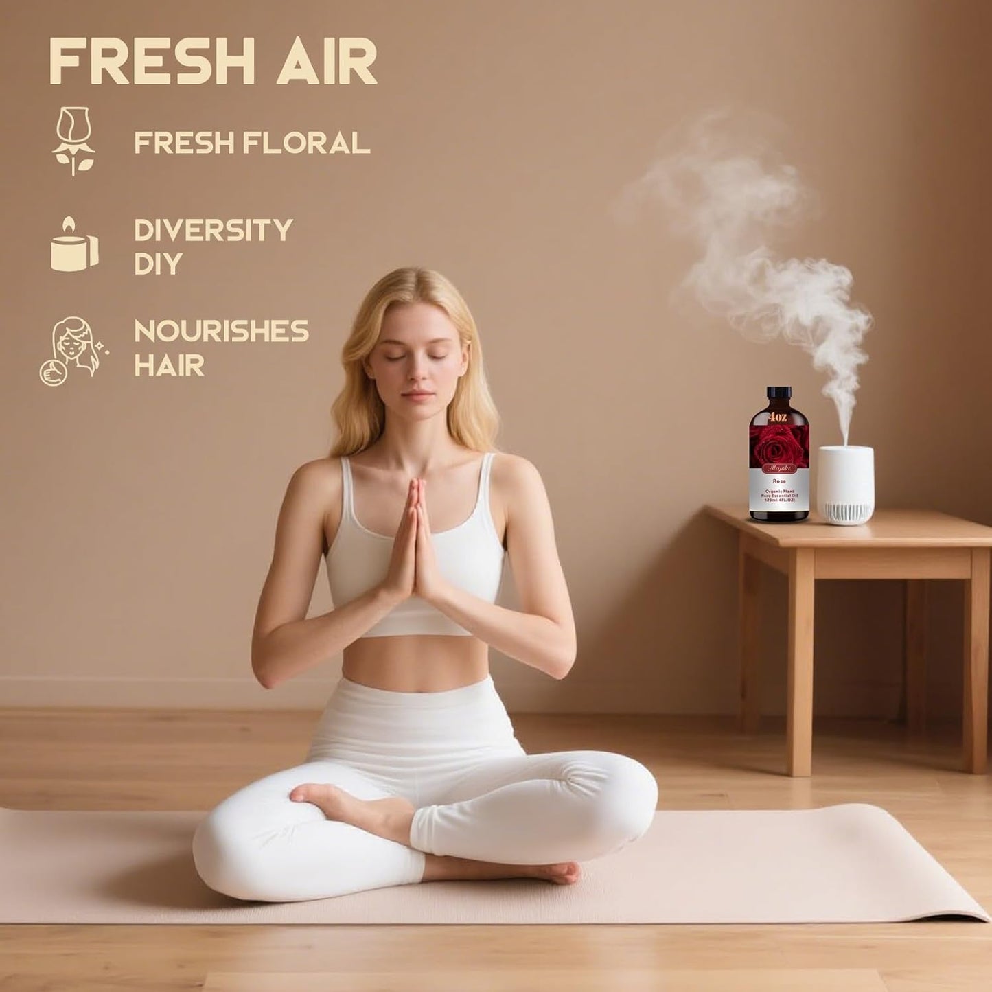 Rose Fragrance Oil-Rose Essential Oil 4.33oz (130ml)-100% Pure Natural Scent for Diffusers, Candles, Soap Making & Aromatherapy-Relaxing Home & Gift Essential Oil for Bath, Massage