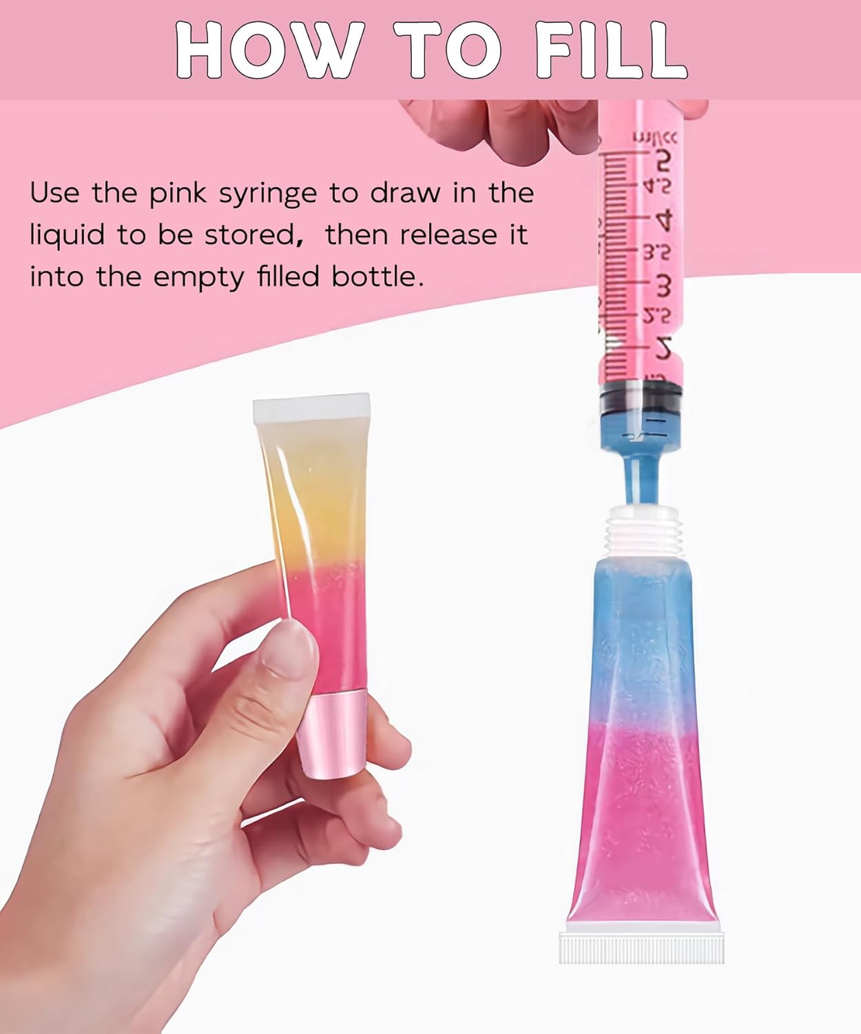 8PCS Empty Lip Gloss Tubes - 10ml Clear Lip Balm Tubes with 5ml Syringes - Refillable Squeeze Tubes for Lip Gloss - Mini Cosmetic Soft Tubes for DIY Lip Gloss and Travel Toiletries