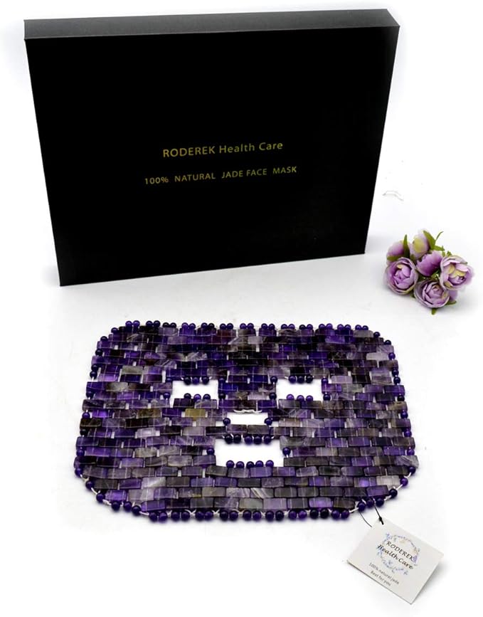 Jade Face Mask, Jade Mask for Relieving Face & Eye Puffiness Migraine, Anti Wrinkle Mask Therapy, Yoga Meditation Tools (Amethyst)