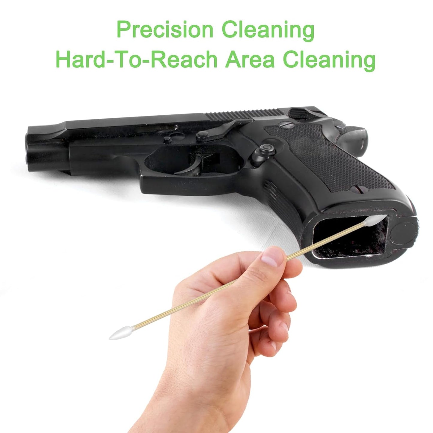 Eyxformula 200 Pcs 6 Inch Gun Cleaning Cotton Swabs with Double Pointed Tips, Strong Bamboo Sticks, Lint Free Long Cotton Swabs for Precision Cleaning Firearms, Electronics, Tight Spots, Detailing