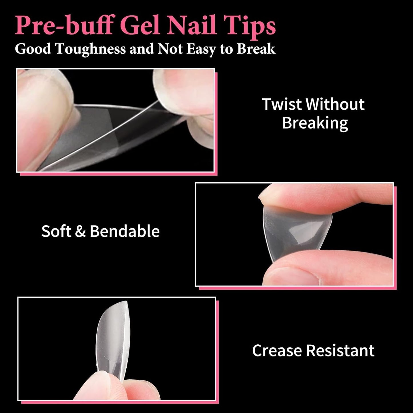 EBANKU Medium Almond Nail Tips, 550 Pcs Matte Clear Acrylic Press-on Nails, Pre-shaped Half Matte Full Cover Clear Acrylic Nails Gel Kit False Nail Tip Press on Nails for Nail Extension DIY Salon