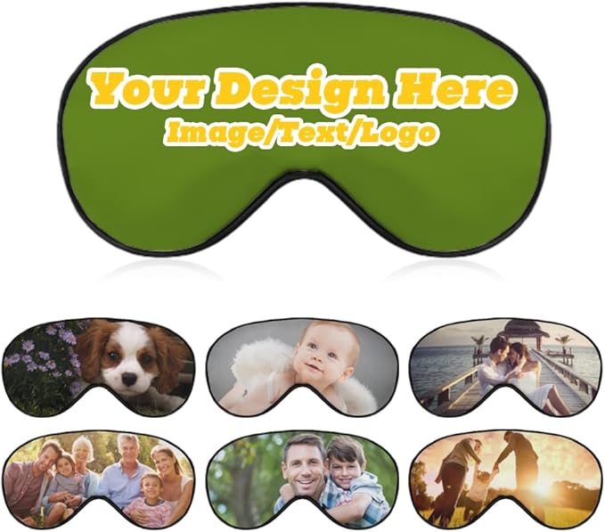 Custom Eye Mask Design Your Own Personalized Eye Shade Add Your Image Text Logo Light and Easy to Carry Effective Shadin Adjustable, OliveDrab, 8.1"x4.1"