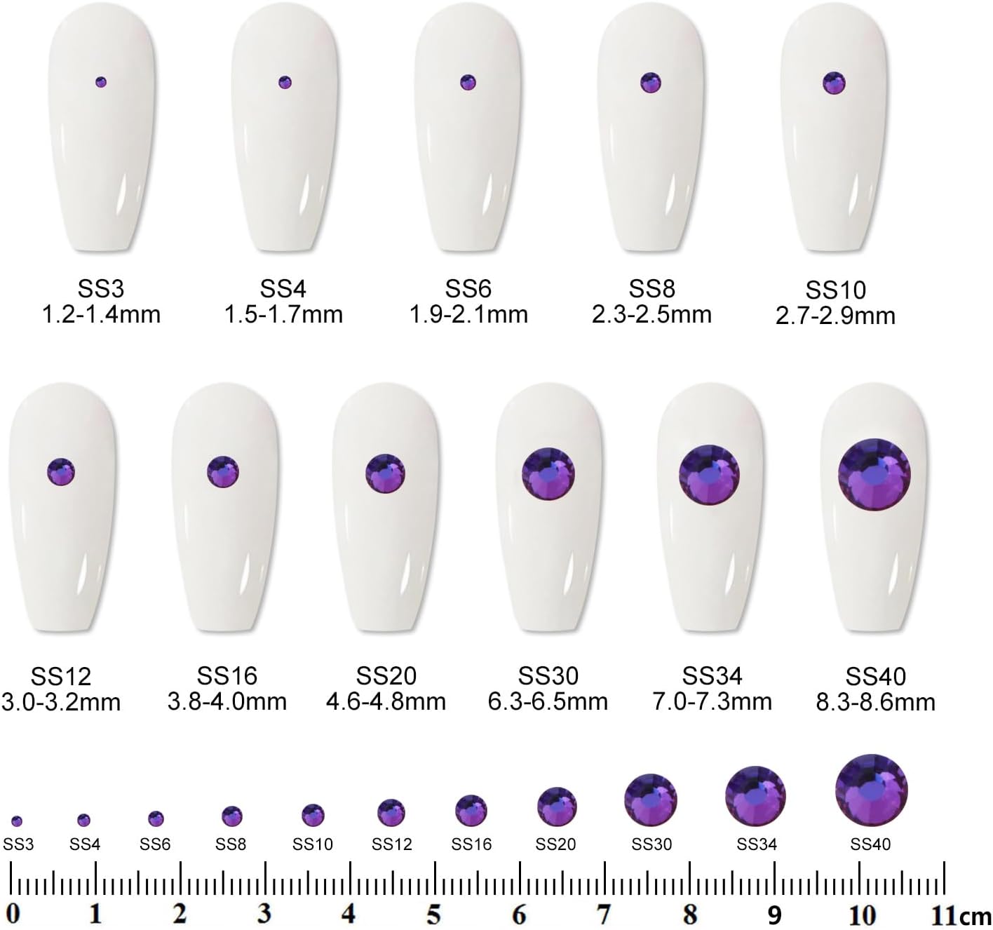 5000 PCS SS6 Flatback Rhinestones,12-Facet Diamond-Cut Glass Gems for Nail Art,Clothing,DIY Crafts,Glue-On Decoration Stones with Silver Backing,Purple Velvet