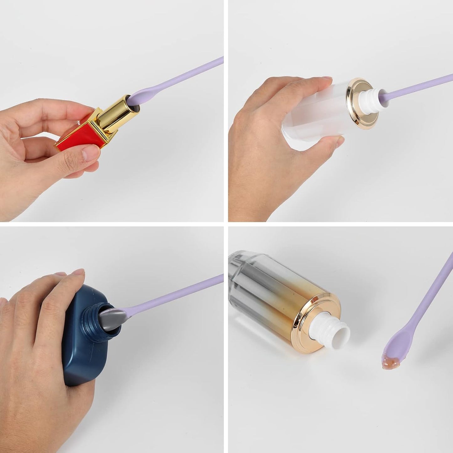 6 Pieces Multi Size Makeup Spatula, Beauty Spatula, Mini Small Silicone Spatula Set for Beauty and Kitchen, Tiny Scraper for Jar, Kitchen Bottles, Cosmetic (Lavender)