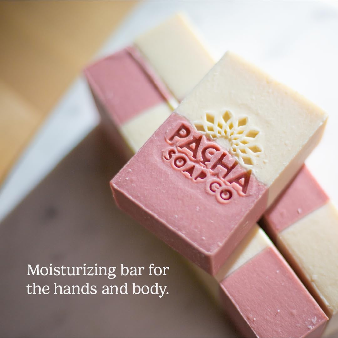 Pacha Soap Co. Bar Soap - Premium, Handcrafted, Hydrating, Natural Face Wash, Hand Cleanser, Body Wash, Soothing Essential Oils (Jasmine Gardenia, 5-Pack, 4 oz ea)