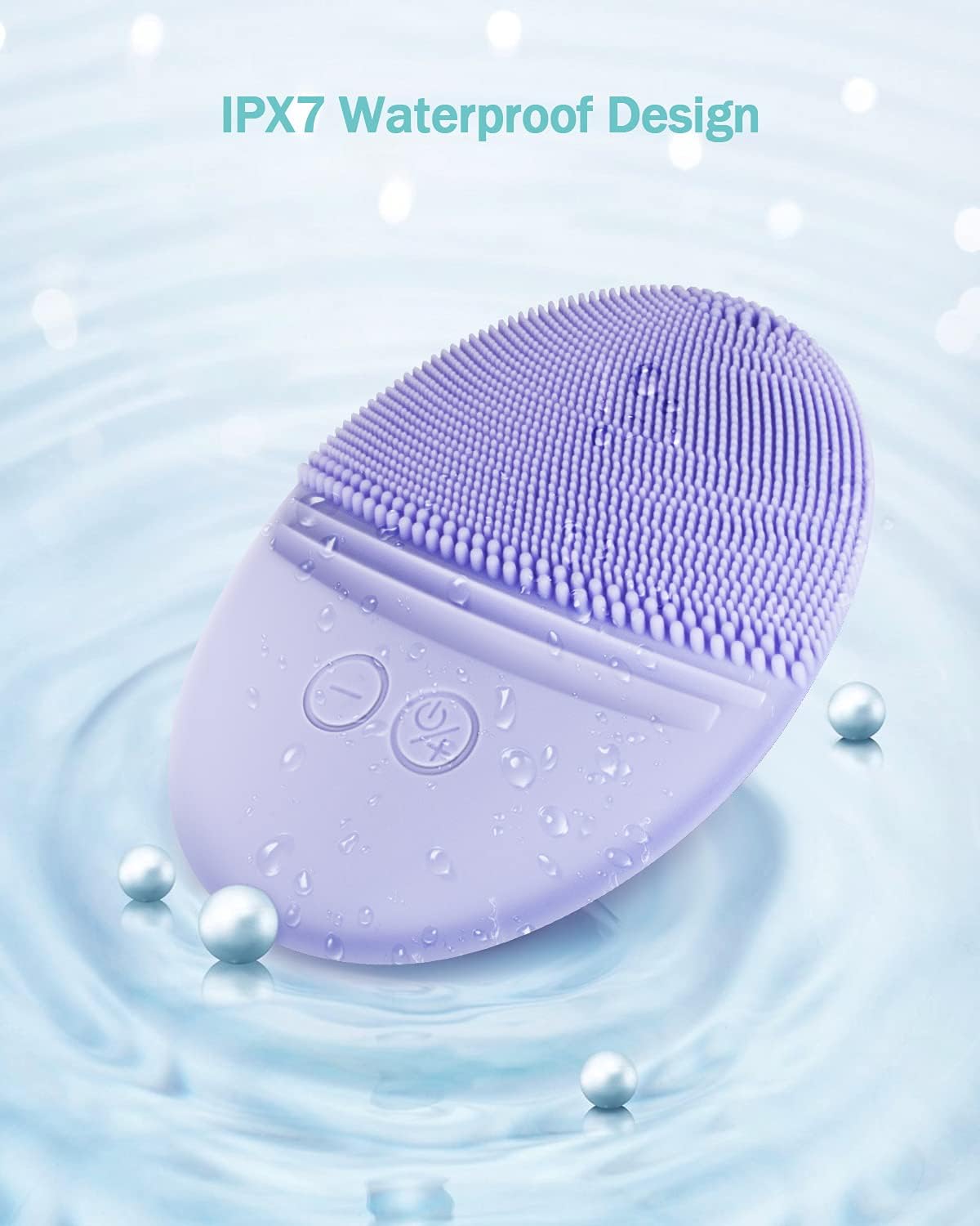 EZBASICS Facial Cleansing Brush Made with Ultra Hygienic Soft Silicone, Waterproof Sonic Vibrating Face Brush for Deep Cleansing, Gentle Massaging, Inductive Charging (Violet)1 Pack+5 Speed Settings